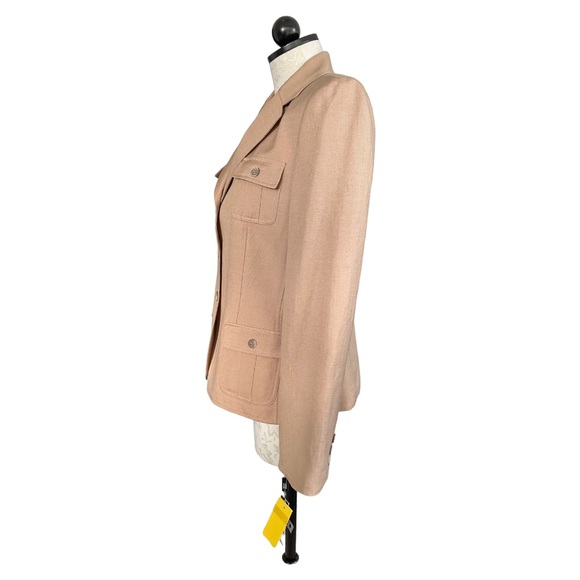Tahari New Linen Rayon Jacket Button Front 4 Patch Pockets Lined Size 10 - Picture 4 of 15